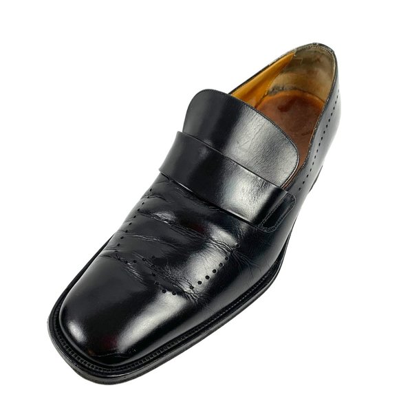 BALLY Toriel Black Leather‎ Brogue Strap Slip on Dress Shoes display picture 1